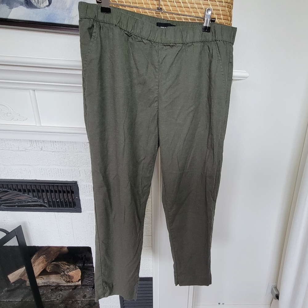 Who What Wear Army Green Cotton/Linen/Spandex Blend Pant Size 14